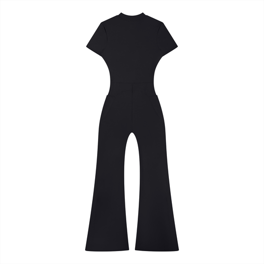 The Queen Within Flared Leg Quarter-Zip Jumpsuit