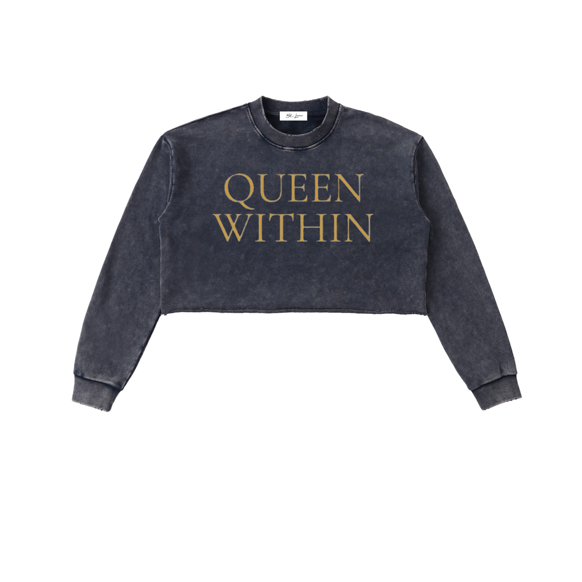 Queen Within Raw Edge Cropped Sweatshirt