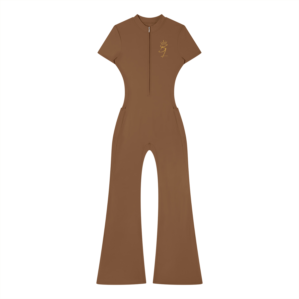 The Queen Within Flared Leg Quarter-Zip Jumpsuit