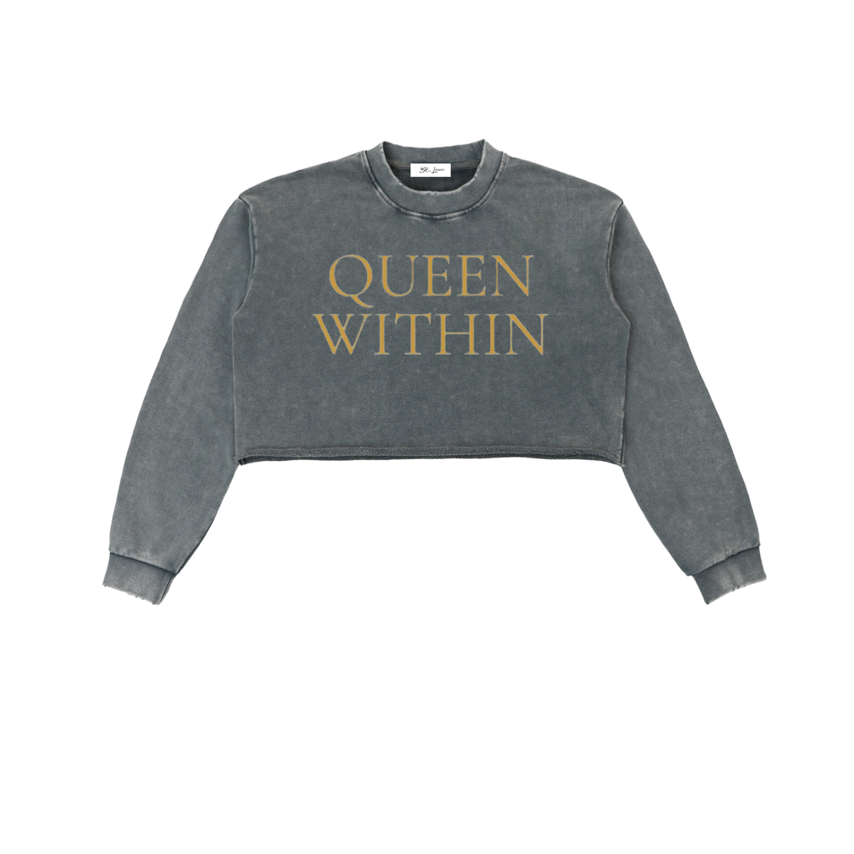 Queen Within Raw Edge Cropped Sweatshirt