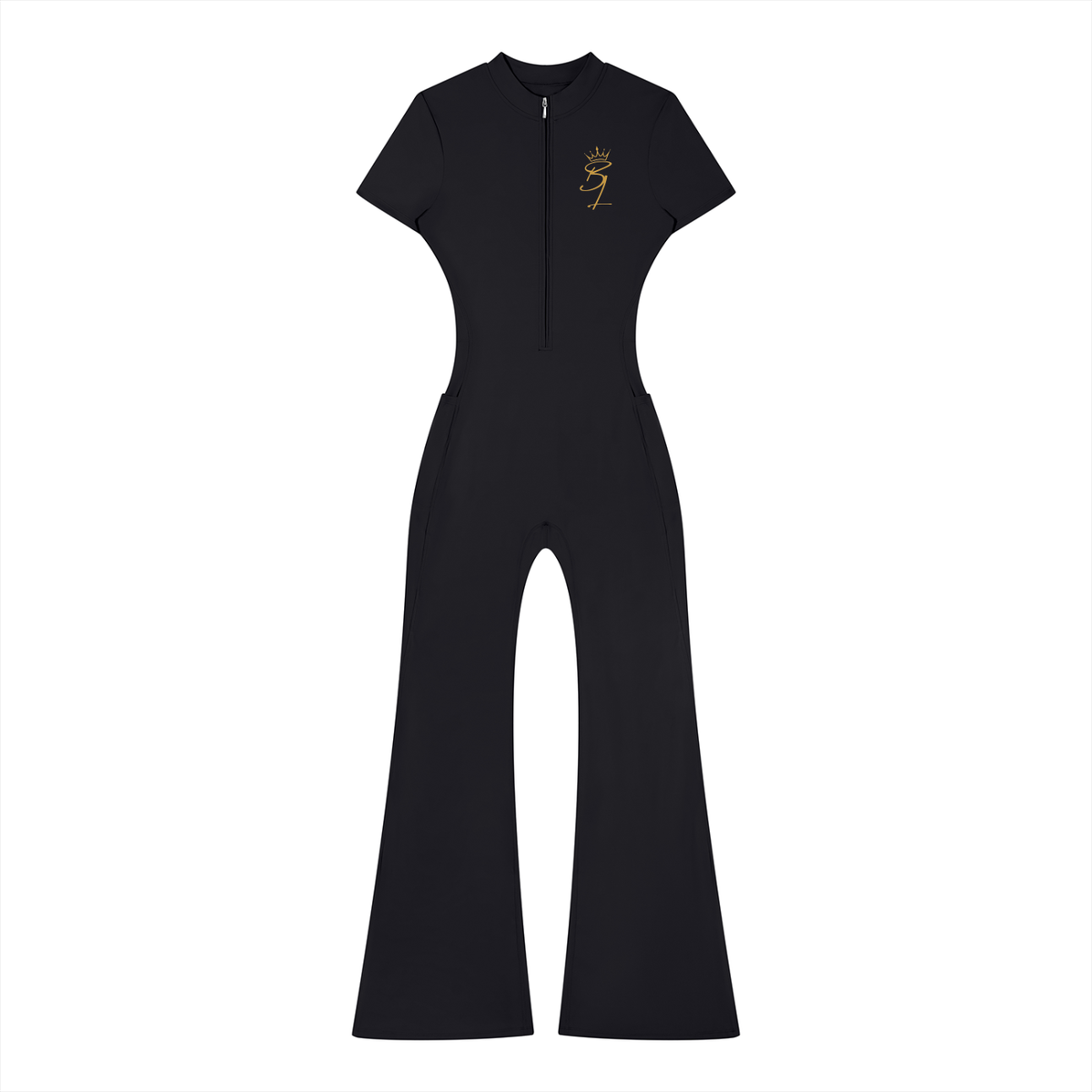 The Queen Within Flared Leg Quarter-Zip Jumpsuit