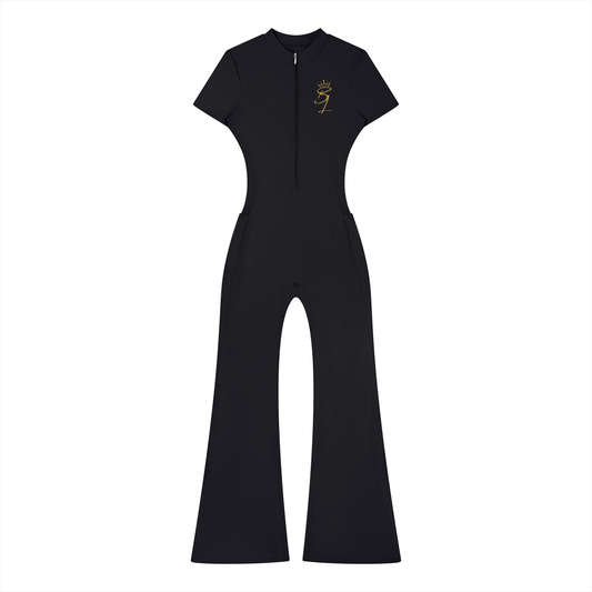 The Queen Within Flared Leg Quarter-Zip Jumpsuit