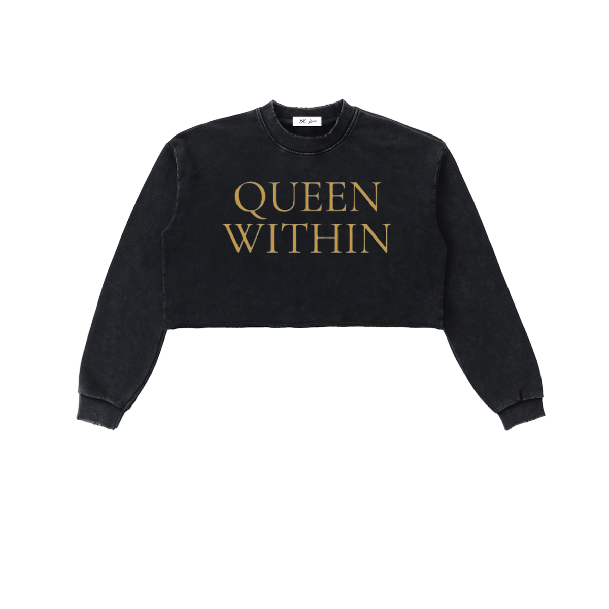 Queen Within Raw Edge Cropped Sweatshirt